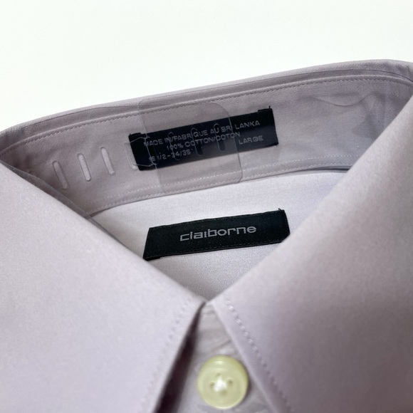 Claiborne Purple Dress Sport Shirt SZ L 16.5 34 35 Mens Career Buttons Cotton - Picture 7 of 7
